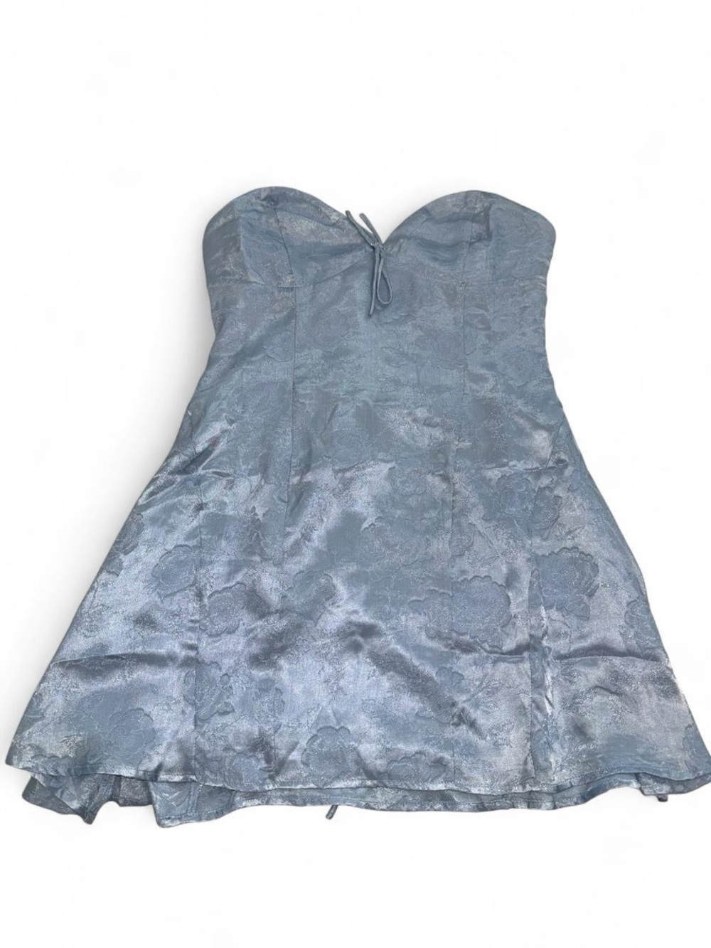 Princess Polly Strapless Metallic Blue Brocade Mini Dress
